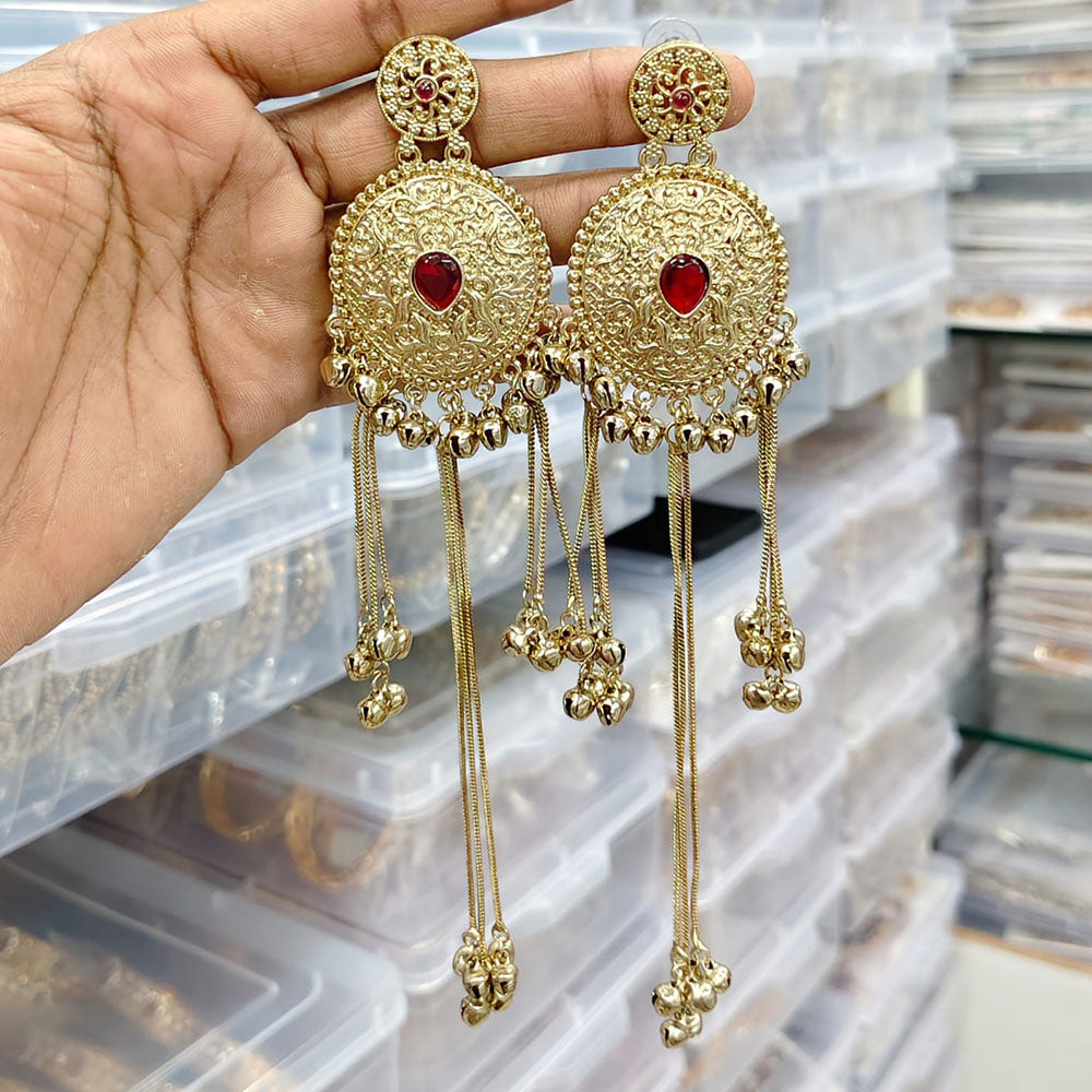 Rajwadi Collection Royal Pota Stone Ghungroo Dangler Earrings