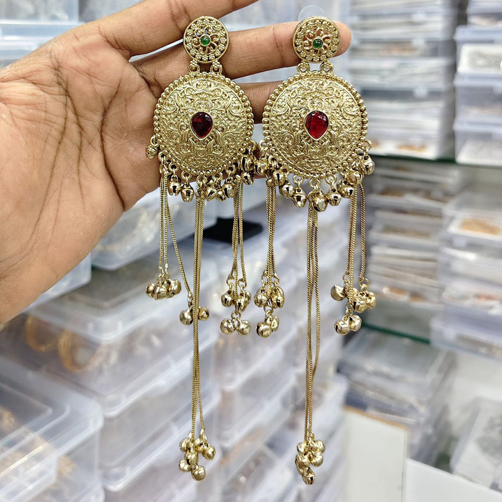 Rajwadi Collection Royal Pota Stone Ghungroo Dangler Earrings