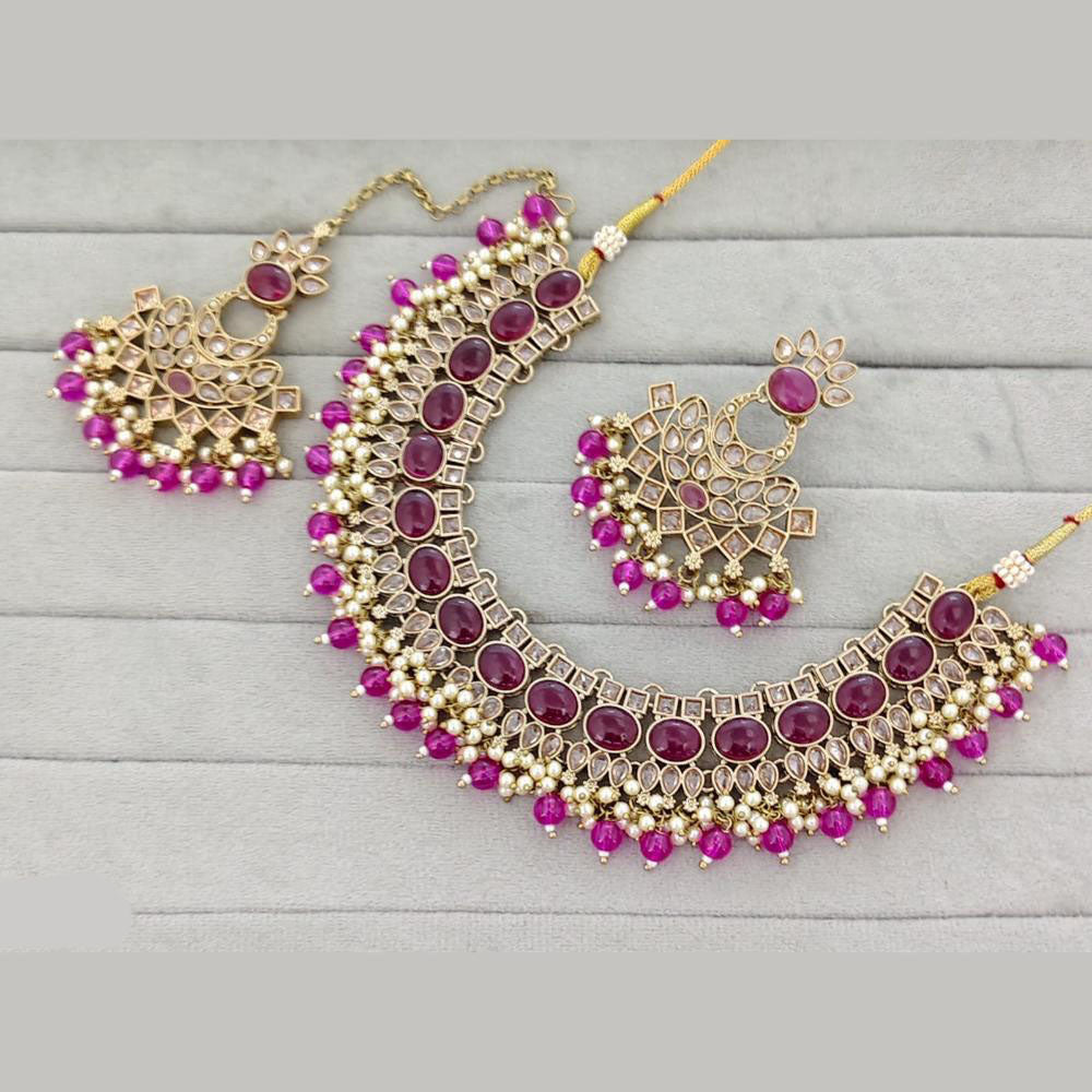 Rajwadi Collection Traditional Crystal Stone And Pearl Necklace Set