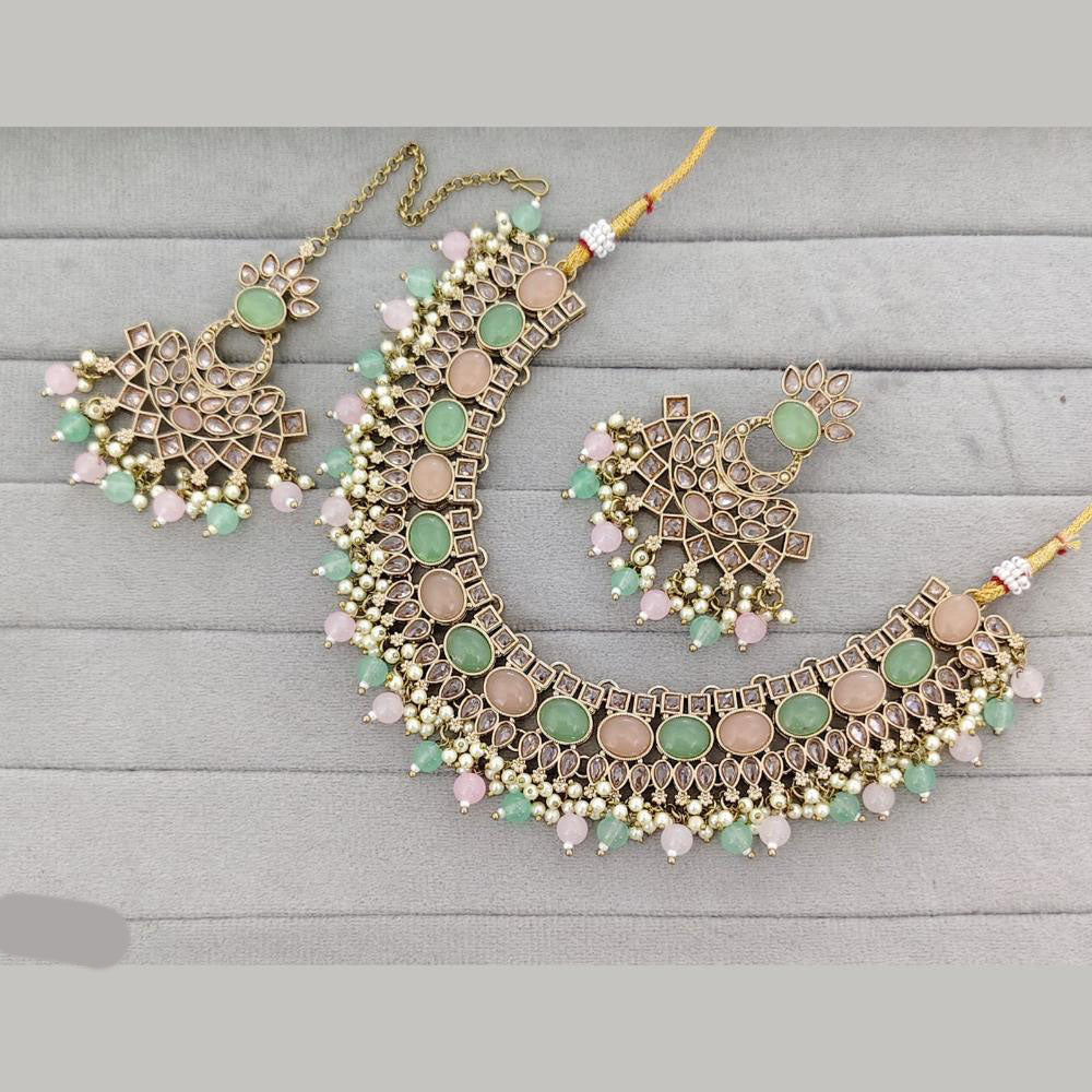 Rajwadi Collection Traditional Crystal Stone And Pearl Necklace Set
