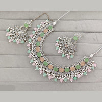 Rajwadi Collection Traditional Crystal Stone And Pearl Necklace Set