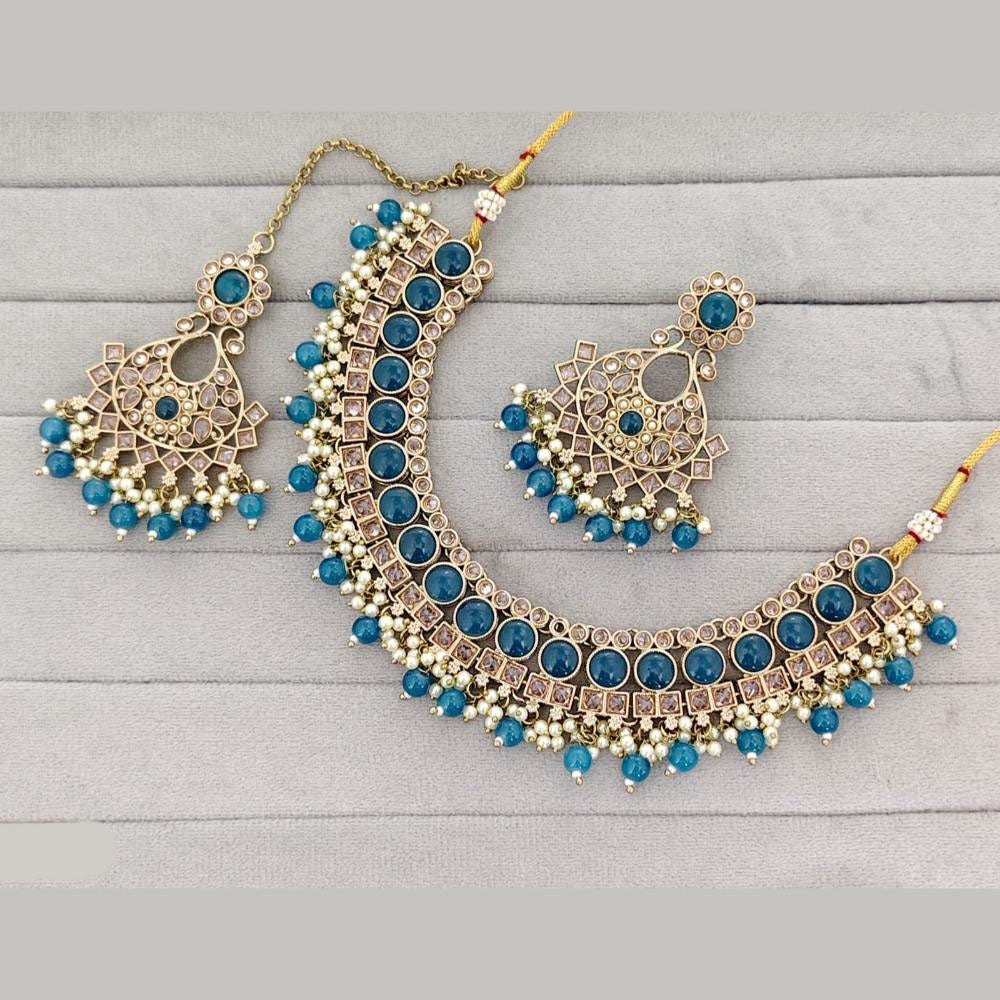 Rajwadi Collection Traditional Crystal Stone And Pearl Necklace Set