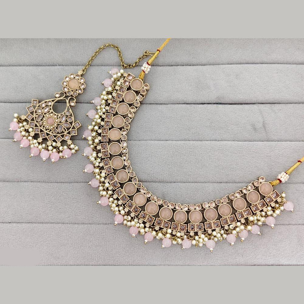 Rajwadi Collection Traditional Crystal Stone And Pearl Necklace Set