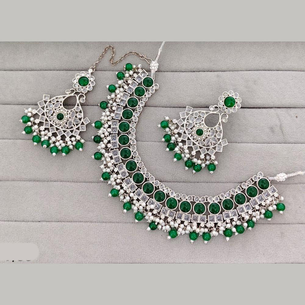 Rajwadi Collection Traditional Crystal Stone And Pearl Necklace Set