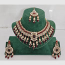 Rajwadi Collection Designer Pota Stone Pearl And Beads Choker Necklace Set