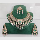 Rajwadi Collection Designer Pota Stone Pearl And Beads Choker Necklace Set