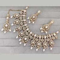 Rajwadi Collection Designer Pota Stone Pearl And Beads Necklace Set