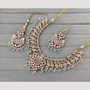 Rajwadi Collection Designer Pota Stone Pearl And Beads Necklace Set