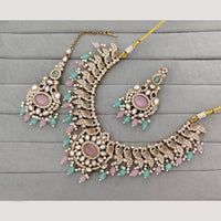 Rajwadi Collection Designer Pota Stone Pearl And Beads Necklace Set