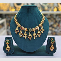 Rajwadi Collection Designer Pota Stone Pearl And Beads Necklace Set 