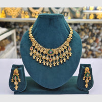Rajwadi Collection Designer Pota Stone Pearl And Beads Necklace Set 