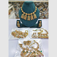 Rajwadi Collection Designer Pota Stone Pearl And Beads Necklace Set 