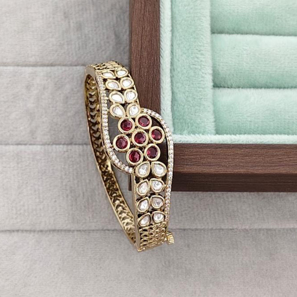 Rajwadi Collection Designer Polki Kundan Stone Kada Bracelet