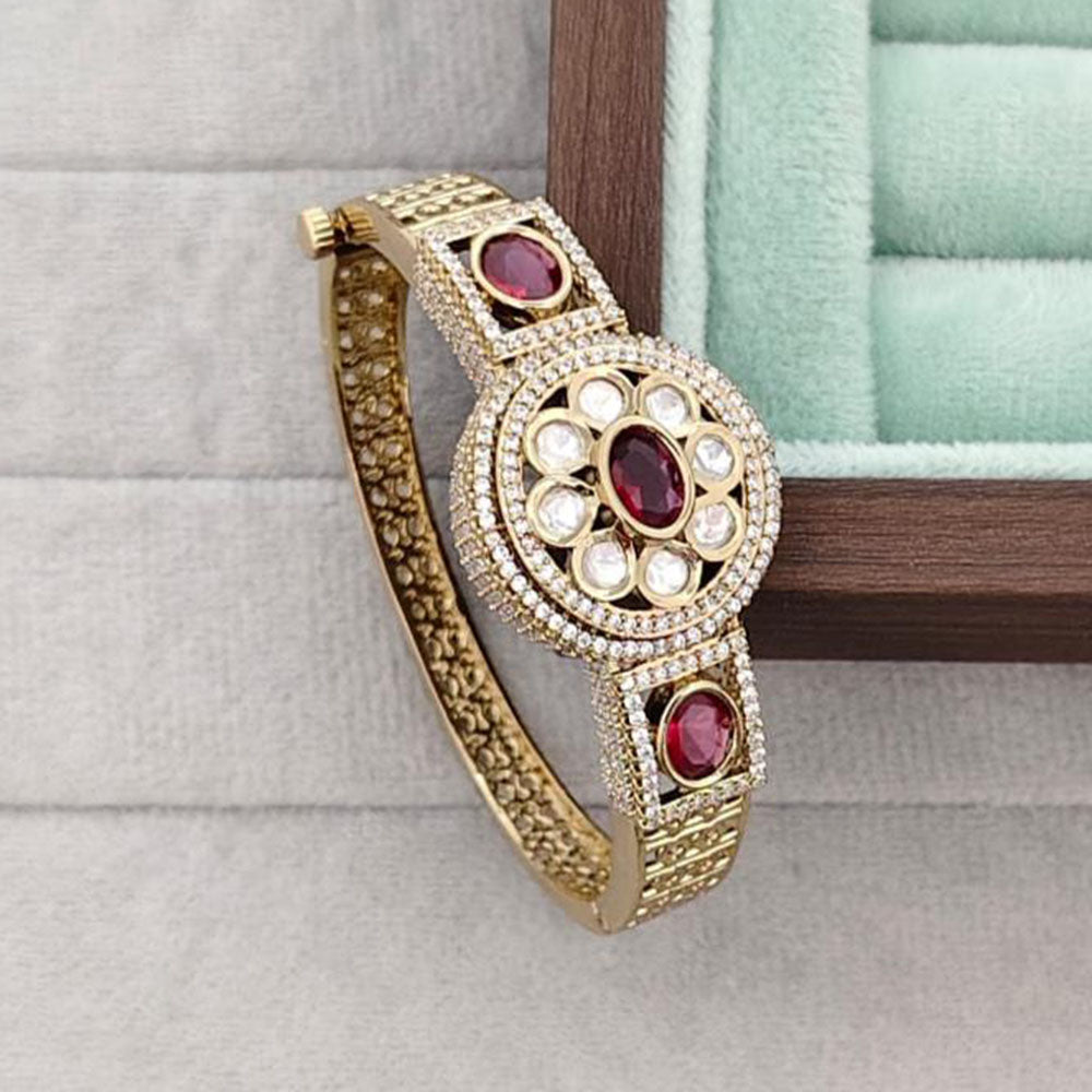 Rajwadi Collection Designer Polki Kundan Stone Kada Bracelet