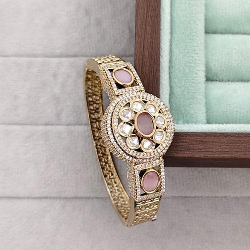Rajwadi Collection Designer Polki Kundan Stone Kada Bracelet