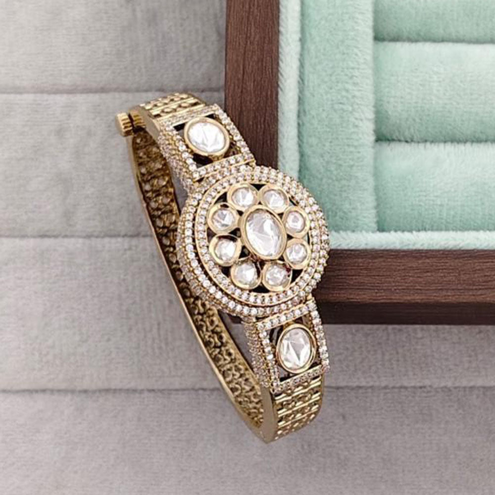 Rajwadi Collection Designer Polki Kundan Stone Kada Bracelet