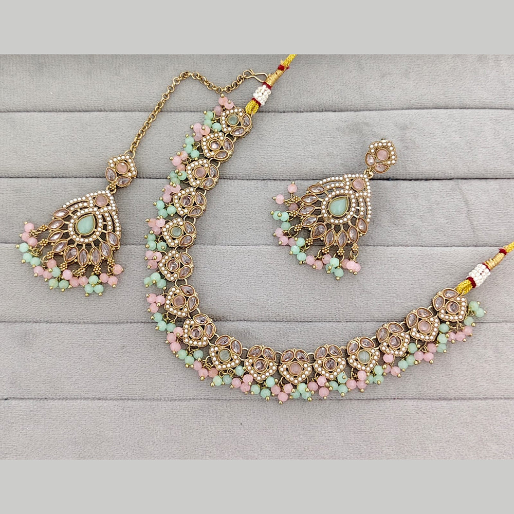 Rajwadi Collection Grand Crystal Stone And Pearl Festive Necklace Set
