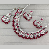 Rajwadi Collection Grand Crystal Stone And Pearl Festive Necklace Set