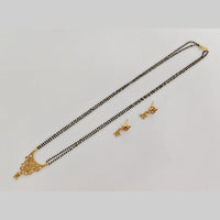 Rajwadi Collection Crystal Stone And Black Beads Traditional Mangalsutra