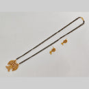Rajwadi Collection Crystal Stone And Black Beads Traditional Mangalsutra