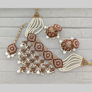 Rajwadi Collection Crystal Stone And Pearl Statement Choker Necklace Set