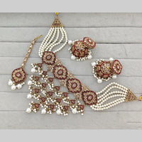 Rajwadi Collection Crystal Stone And Pearl Statement Choker Necklace Set