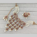 Rajwadi Collection Crystal Stone And Pearl Statement Choker Necklace Set