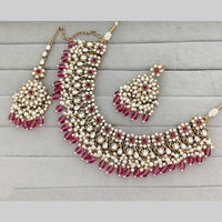 Rajwadi Collection Pota Stone Pearl And Beads Statement Necklace Set