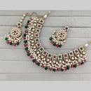 Rajwadi Collection Pota Stone Pearl And Beads Statement Necklace Set