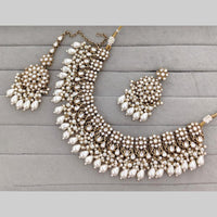 Rajwadi Collection Pota Stone Pearl And Beads Statement Necklace Set