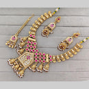 Rajwadi Collection Pota Stone And Pearl Statement Necklace Set