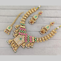 Rajwadi Collection Pota Stone And Pearl Statement Necklace Set