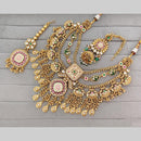 Rajwadi Collection Pota Stone And Pearl Meenakari Statement Necklace Set