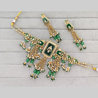 Rajwadi Collection Pota Stone And Pearl Statement Choker Necklace Set