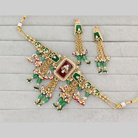 Rajwadi Collection Pota Stone And Pearl Statement Choker Necklace Set