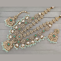 Rajwadi Collection Pota Stone Pearl And Beads Statement Long Necklace Set