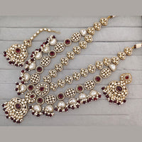 Rajwadi Collection Pota Stone Pearl And Beads Statement Long Necklace Set