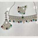 Rajwadi Grand Collection Crystal Stone And Beads Choker Necklace Set