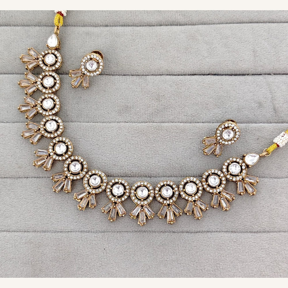 Rajwadi Collection Royal Pota And Crystal Stone Statement Necklace Set