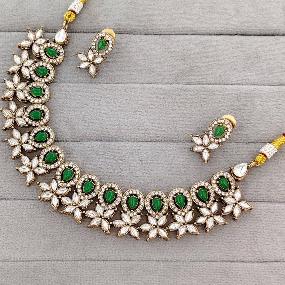 Rajwadi Collection Royal Pota And Crystal Stone Statement Necklace Set