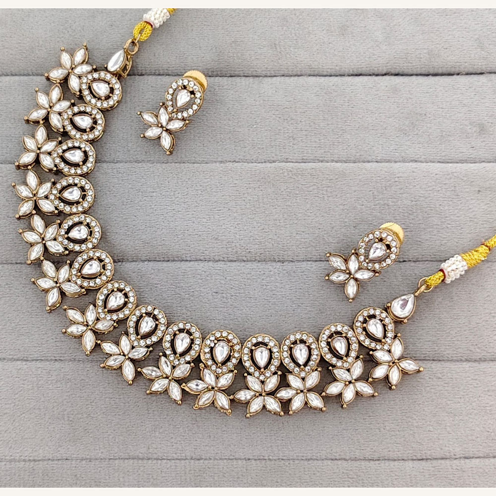 Rajwadi Collection Royal Pota And Crystal Stone Statement Necklace Set