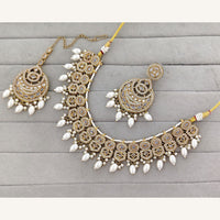 Rajwadi Collection Grand Crystal Stone And Pearl Necklace Set