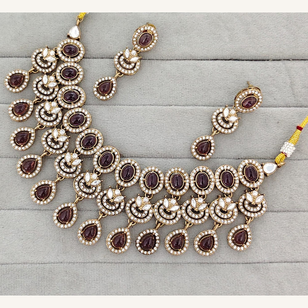 Rajwadi Collection Royal Pota And Crystal Stone Statement Necklace Set