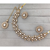 Rajwadi Collection Royal Pota And Crystal Stone Statement Necklace Set