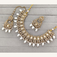 Rajwadi Collection Grand Crystal Stone And Beads Necklace Set