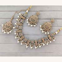 Rajwadi Collection Grand Crystal Stone And Beads Necklace Set