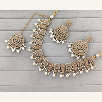 Rajwadi Collection Grand Crystal Stone And Beads Necklace Set