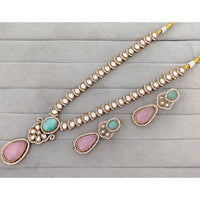 Rajwadi Collection Royal Pota Stone Statement Necklace Set