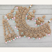 Rajwadi Collection Grand Crystal Stone And Pearl Necklace Set
