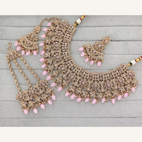 Rajwadi Collection Grand Crystal Stone And Pearl Necklace Set